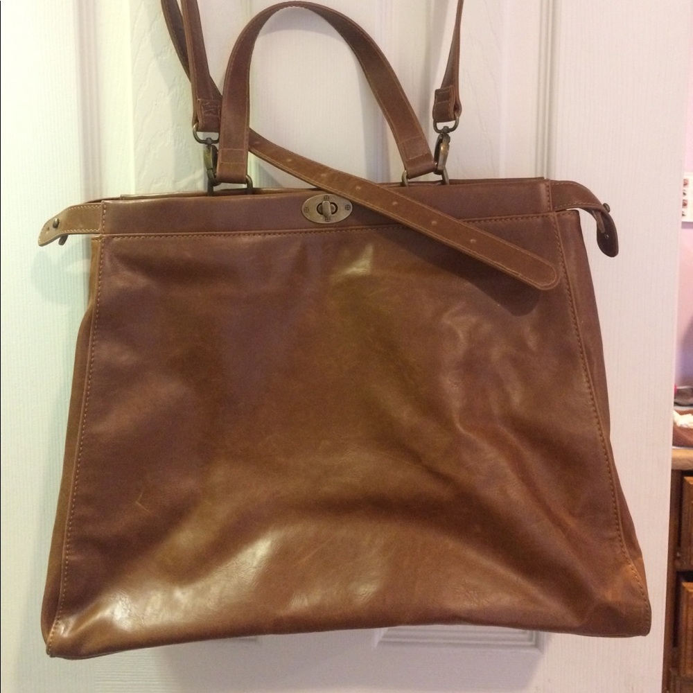 Large Faux Leather Tote Satchel
